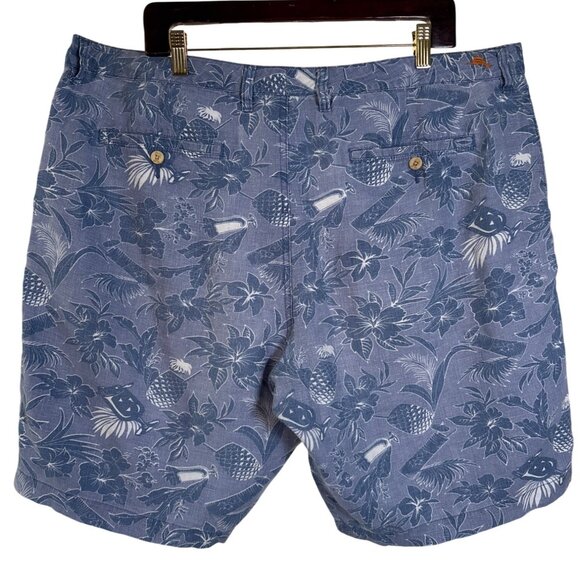 Tommy‎ Bahama Mens Shorts Size 40 100% Linen Blue Tropical Cocktail Print EUC - Picture 6 of 11